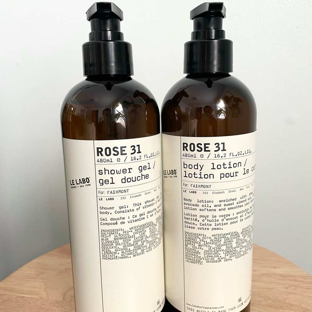 Le Labo Rose 31 shower gel and body lotion 480ml each